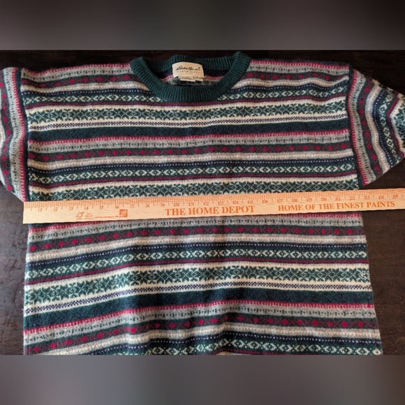 Eddie Bauer Fair Isle 100% Lambswool Crewneck Sweater, Holiday, Mens XL - Picture 4 of 5